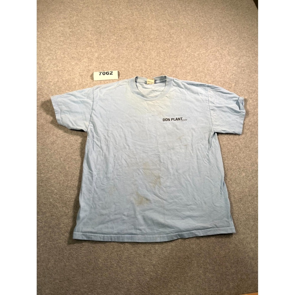 Hanes Beefy T Shirt Mens Large Blue Cotton Crew Neck Don Plant 2009 Casual